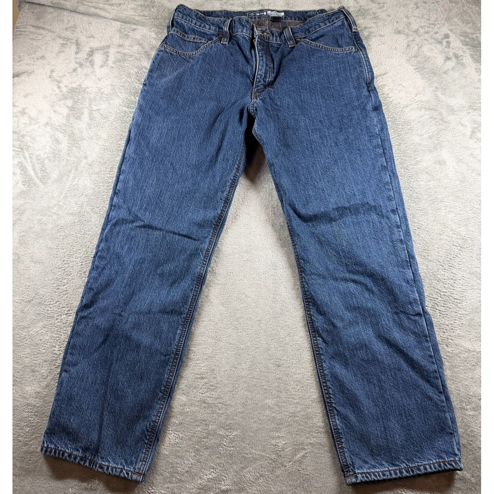 Carhartt Relaxed Fit Jeans Mens 34x30 Flannel‎ Lined Denim Work Pants
